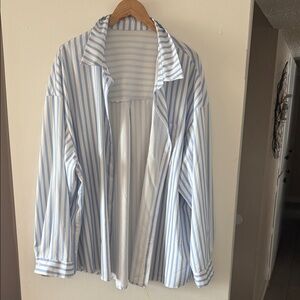 SHEIN Blue and White Striped Blouse